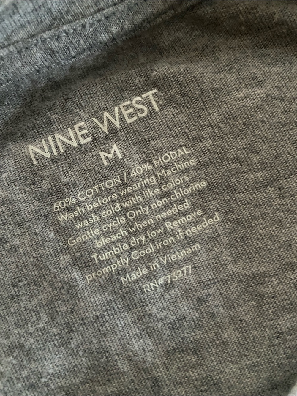 NINE WEST Wrap Women’s Short-Sleeve Gray Twist-Detail Top Cotton Modal MED - Picture 3 of 3